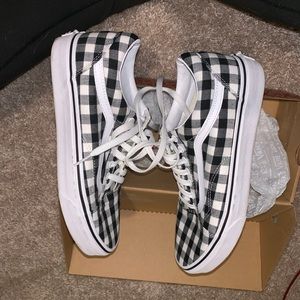 gingham white and black vans
